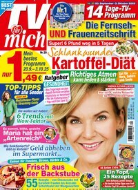Titelbild der Ausgabe 20/2025 von TV für mich. Diese Zeitschrift und viele weitere Programmzeitschriften als Abo oder epaper bei United Kiosk online kaufen.