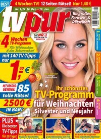 Titelbild der Ausgabe 1/2024 von TV pur. Diese Zeitschrift und viele weitere Programmzeitschriften als Abo oder epaper bei United Kiosk online kaufen.