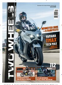 Titelbild der Ausgabe 1/2025 von Two Wheels. Diese Zeitschrift und viele weitere Automagazine und Motorradzeitschriften als Abo oder epaper bei United Kiosk online kaufen.