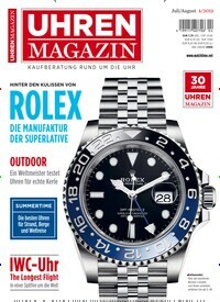 Titelbild der Ausgabe 4/2019 von Uhren Magazin. Diese Zeitschrift und viele weitere Reisemagazine, Freizeitmagazine und Wissensmagazine als Abo oder epaper bei United Kiosk online kaufen.