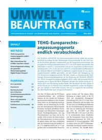 Titelbild der Ausgabe 3/2025 von UmweltbeauftragteR. Diese Zeitschrift und viele weitere Naturzeitschriften, Landwirtschaftszeitungen und Umweltmagazine als Abo oder epaper bei United Kiosk online kaufen.