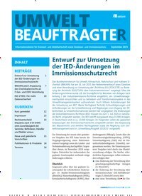 Titelbild der Ausgabe 9/2025 von UmweltbeauftragteR. Diese Zeitschrift und viele weitere Naturzeitschriften, Landwirtschaftszeitungen und Umweltmagazine als Abo oder epaper bei United Kiosk online kaufen.