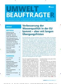 Titelbild der Ausgabe 11/2025 von UmweltbeauftragteR. Diese Zeitschrift und viele weitere Naturzeitschriften, Landwirtschaftszeitungen und Umweltmagazine als Abo oder epaper bei United Kiosk online kaufen.