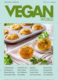 Titelbild der Ausgabe 8/2026 von Vegan World. Diese Zeitschrift und viele weitere Kochzeitschriften und Backzeitschriften als Abo oder epaper bei United Kiosk online kaufen.