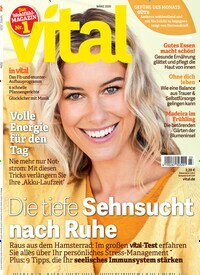 Titelbild der Ausgabe 3/2020 von Vital. Diese Zeitschrift und viele weitere Frauenzeitschriften als Abo oder epaper bei United Kiosk online kaufen.