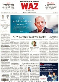 Titelbild der Ausgabe 279/2023 von WAZ Westdeutsche Allgemeine Zeitung. Diese Zeitschrift und viele weitere Zeitungsabos als Abo oder epaper bei United Kiosk online kaufen.