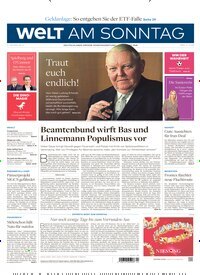Titelbild der Ausgabe 24/2026 von Welt am Sonntag Bayern. Diese Zeitschrift und viele weitere Zeitungsabos als Abo oder epaper bei United Kiosk online kaufen.
