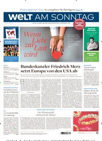 Titelbild der Ausgabe 7/2026 von Welt am Sonntag Gesamt Frühausgabe. Diese Zeitschrift und viele weitere Zeitungsabos als Abo oder epaper bei United Kiosk online kaufen.