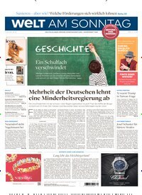 Titelbild der Ausgabe 20/2026 von Welt am Sonntag Gesamt Frühausgabe. Diese Zeitschrift und viele weitere Zeitungsabos als Abo oder epaper bei United Kiosk online kaufen.