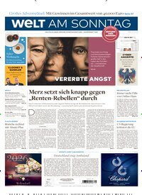 Titelbild der Ausgabe 49/2025 von Welt am Sonntag Gesamt Frühausgabe. Diese Zeitschrift und viele weitere Zeitungsabos als Abo oder epaper bei United Kiosk online kaufen.