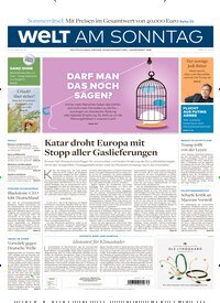 Titelbild der Ausgabe 30/2025 von Welt am Sonntag Gesamtausgabe. Diese Zeitschrift und viele weitere Zeitungsabos als Abo oder epaper bei United Kiosk online kaufen.