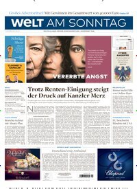 Titelbild der Ausgabe 49/2025 von Welt am Sonntag Gesamtausgabe. Diese Zeitschrift und viele weitere Zeitungsabos als Abo oder epaper bei United Kiosk online kaufen.