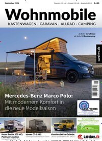 Titelbild der Ausgabe 9/2026 von Wohnmobile Kastenwagen, Caravan, Allrad & Camping. Diese Zeitschrift und viele weitere Automagazine und Motorradzeitschriften als Abo oder epaper bei United Kiosk online kaufen.