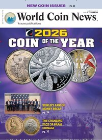 Titelbild der Ausgabe 10/2026 von World Coin News. Diese Zeitschrift und viele weitere Reisemagazine, Freizeitmagazine und Wissensmagazine als Abo oder epaper bei United Kiosk online kaufen.