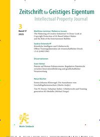 Titelbild der Ausgabe 3/2025 von Zeitschrift für Geistiges Eigentum (ZGE). Diese Zeitschrift und viele weitere Zeitschriften für Pädagogik als Abo oder epaper bei United Kiosk online kaufen.