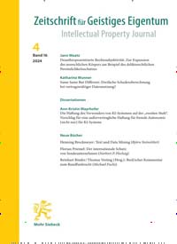 Titelbild der Ausgabe 4/2024 von Zeitschrift für Geistiges Eigentum (ZGE). Diese Zeitschrift und viele weitere Zeitschriften für Pädagogik als Abo oder epaper bei United Kiosk online kaufen.