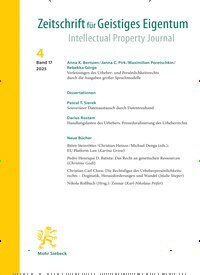 Titelbild der Ausgabe 4/2025 von Zeitschrift für Geistiges Eigentum (ZGE). Diese Zeitschrift und viele weitere Zeitschriften für Pädagogik als Abo oder epaper bei United Kiosk online kaufen.