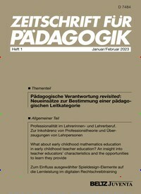 Titelbild der Ausgabe 1/2023 von Zeitschrift für Pädagogik. Diese Zeitschrift und viele weitere Zeitschriften für Pädagogik als Abo oder epaper bei United Kiosk online kaufen.