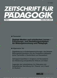 Titelbild der Ausgabe 2/2020 von Zeitschrift für Pädagogik. Diese Zeitschrift und viele weitere Zeitschriften für Pädagogik als Abo oder epaper bei United Kiosk online kaufen.