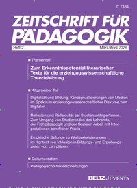 Titelbild der Ausgabe 2/2026 von Zeitschrift für Pädagogik. Diese Zeitschrift und viele weitere Zeitschriften für Pädagogik als Abo oder epaper bei United Kiosk online kaufen.