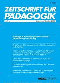 Titelbild der Ausgabe 5/2019 von Zeitschrift für Pädagogik. Diese Zeitschrift und viele weitere Zeitschriften für Pädagogik als Abo oder epaper bei United Kiosk online kaufen.