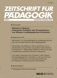 Titelbild der Ausgabe 5/2023 von Zeitschrift für Pädagogik. Diese Zeitschrift und viele weitere Zeitschriften für Pädagogik als Abo oder epaper bei United Kiosk online kaufen.