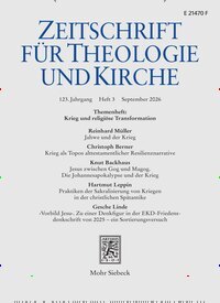 Titelbild der Ausgabe 3/2026 von Zeitschrift für Theologie und Kirche (ZThK). Diese Zeitschrift und viele weitere Kunstmagazine und Kulturmagazine als Abo oder epaper bei United Kiosk online kaufen.