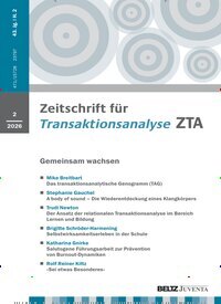 Titelbild der Ausgabe 2/2026 von Zeitschrift für Transaktionsanalyse ZTA. Diese Zeitschrift und viele weitere Zeitschriften für Pädagogik als Abo oder epaper bei United Kiosk online kaufen.