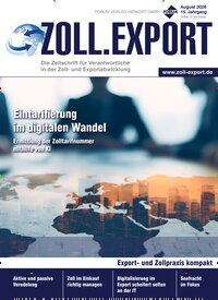 Titelbild der Ausgabe 4/2026 von ZOLL.EXPORT. Diese Zeitschrift und viele weitere Jurazeitschriften und Zeitschriften für Verwaltung als Abo oder epaper bei United Kiosk online kaufen.