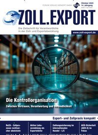Titelbild der Ausgabe 5/2025 von ZOLL.EXPORT. Diese Zeitschrift und viele weitere Jurazeitschriften und Zeitschriften für Verwaltung als Abo oder epaper bei United Kiosk online kaufen.