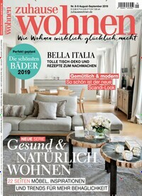 Titelbild der Ausgabe 9/2019 von Zuhause Wohnen. Diese Zeitschrift und viele weitere Gartenzeitschriften und Wohnzeitschriften als Abo oder epaper bei United Kiosk online kaufen.