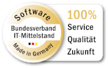 Logo der Initiative Software Made in Germany mit deren Gütesiegel United Kiosk ausgezeichnet wurde