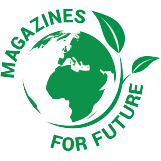 Grünes Logo für Magazines For Future denn wenn Sie ein Abo dieser Zeitschrift kaufen, finanzieren Sie damit weitere Baumsetzlinge